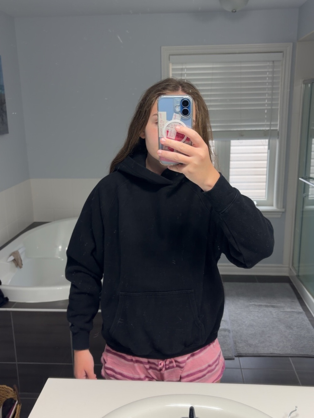 Aritzia Black Crewneck Pullover Hoodie